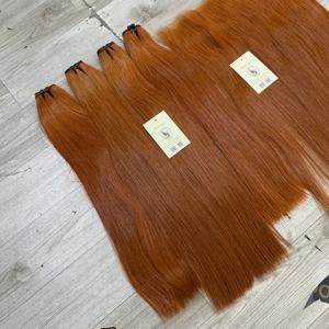 Extensions de cheveux humains vietnamiens bruts de haute qualité, double trame, tissées à la machine, lisses naturels, couleur cuivre, en lots orange - Product Image 2