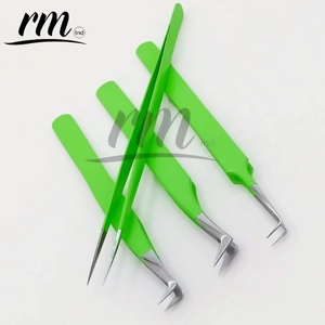 Pince à épiler pour extensions de cils RMI, revêtement en poudre vert clair, précision, durabilité, soins personnels, logo personnalisé - Product Image 4
