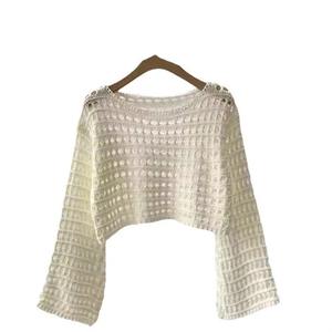 Nouvelle mode printemps, pull cardigan à col rond à manches longues de couleur unie pour femmes - Product Image 2