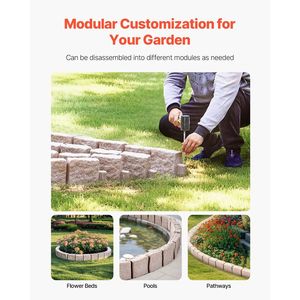 Bordo per Giardino Flessibile Effetto Pietra Realistico 46.8 X 3.9, Dimensioni Mattoni, con Picchetto di Ancoraggio per Prato e Terrazze - Product Image 3