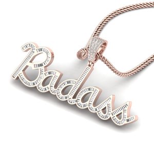 Elegante Colgante con Diseño de Letra en Plata y Moissanita, con Incrustaciones de Cristal, Joyería de Lujo Unisex Estilo Hip Hop - Product Image 3