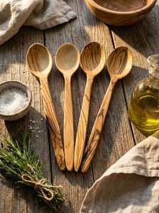 Cucharas de Madera de Olivo Talladas a Mano, Cuchara para Remover de Madera Rústica, Utensilios de Cocina, Decoración Rústica para el Hogar, Regalo para Chef - Product Image 5