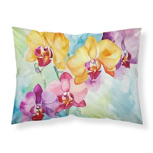 ปลอกหมอนอิงขนาดมาตรฐานลายกล้วยไม้สีน้ำสำหรับตกแต่งงานศิลป์น้ำหนักเบาและนุ่มมากดูแลง่าย - Product Image 1