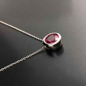 สร้อยคอพลอยสีชมพู จี้เงินแท้ ของขวัญวันเกิดเดือนกรกฎาคม ของขวัญคริสต์มาส ของขวัญครบรอบ 40 ปี สำหรับผู้หญิง - Product Image 4