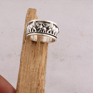925 Sterling Silver Elephant Amethyst Bezel Setting <b>Spinner</b> <b>Ring</b> Wholesale Party Occasion Women's Anxiety Fidget Jewelry - Product Image 1