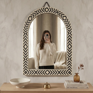 Miroir mural moderne fait main en os incrusté, design écologique pour la décoration intérieure - Product Image 6