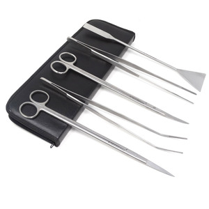 Ergonomic Stainless Steel Aquarium Plant Tools Set Aquascaping <b>Curved</b> <b>Scissors</b> Straight Tweezers Fish Tank Cleaner Kit - Product Image 1