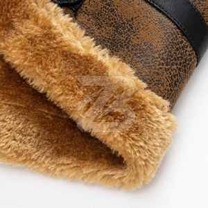 Men's Cowhide Leather Mandarin Collar Slim Fit Winter Motorcycle <b>Jacket</b> Waterproof Breathable <b>Heated</b> Faux Fur Lining Zipper - Product Image 5