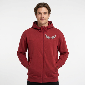 Sweat-shirt à capuche zippé rouge pour homme, coupe classique, couleur unie, veste en polaire décontractée, vêtements d'automne - Product Image 2