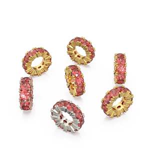 Breloque ronde en or italien 14 carats avec rubis rouge, Breloque roue en rubis rouge, Support de breloque ronde, Bague d'éternité ronde en rubis rouge pierre de naissance de juillet - Product Image 4