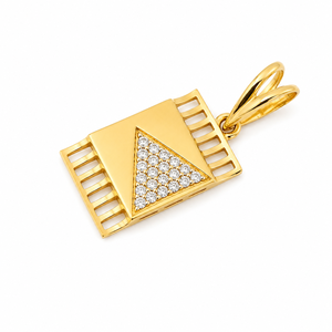 Pendentif géométrique en or jaune 18 carats avec diamants pour homme, unisexe, finition polie, rectangle, pour tous les jours, cadeau de fête, bijou pendentif - Product Image 3