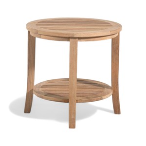Modern <b>Garden</b> Side <b>Table</b> Solid Teak Wood Two Tier Slatted Shelf Outdoor Patio Furniture for Hotel Resort Villa Commercial - Product Image 5