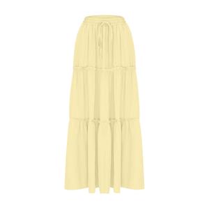 Women's Emerald <b>Green</b> A-Line Floor-Length <b>Skirt</b> Ruffles High Waist Elastic Chiffon Bohemian Sporty Style Solid Color Breathable - Product Image 3