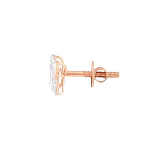 Boucles d'oreilles clous en or rose avec diamants de laboratoire en forme de papillon - Product Image 3