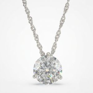 Colgante Solitario de Diamante Cultivado en Laboratorio, Corte Brillante Redondo de 2.00CT, Platino PT950, Certificado IGI, con 3 Puntas - Product Image 1