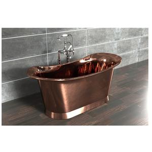 Baignoire autoportante rectangulaire de luxe élégante en cuivre, finition intérieure nickelée, artisanale, durable, en cuivre massif, pour hôtel/villa. - Product Image 6