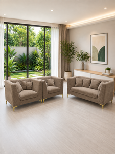 Ensemble de canapés de luxe 211 PIRAMID taupe émeraude pour hôtel, salon, appartement, tissu haut de gamme personnalisé, écologique, pieds en acier inoxydable - Product Image 4