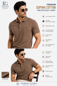 Camiseta polo de algodón Supima 100% algodón Supima Camiseta polo de 220 GSM de alta densidad Camiseta polo de punto para hombre Algodón de primera calidad - Product Image 2