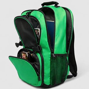 Mochila de Animadoras Personalizada con Estampado, Poliéster Verde con Ribete Negro, Múltiples Bolsillos, Correa con Hebilla, Logotipo Personalizado al por Mayor OEM - Product Image 3