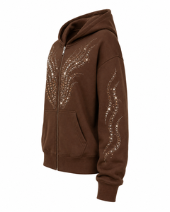 Sudadera con Capucha para Mujer, con Cristales de Imitación, Suave, Cálida, Transpirable, Informal, de Invierno, de Poliéster/Algodón, Personalizable - Product Image 2