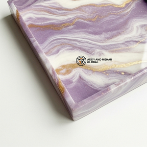 Plateau en résine personnalisé avec logo, plateau de service carré moderne décoratif, artisanat en résine marbrée personnalisé pour mariage et entreprise - Product Image 4