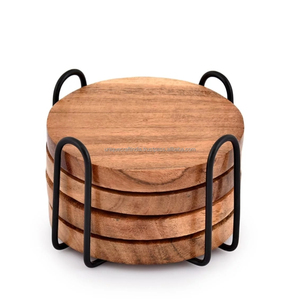 Ensemble de sous-verres en bois durables avec logo personnalisé Sous-verres dans un coffret cadeau pour la maison et l'utilisation au restaurant - Product Image 3