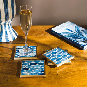 Juego de Posavasos Tradicionales Indios con Incrustaciones de Hueso, Regalo Único para Amantes del Café, Posavasos Decorativos Hechos a Mano con Nogal - Product Image 2