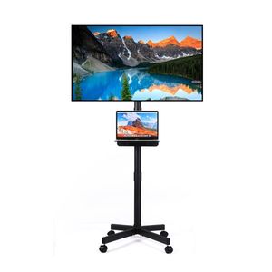 Height Adjustable 23-60 Inch TV Stand on Wheels Tilt Rolling Media Shelf for LED LCD OLED Flat Curv Mobile TV Mounts & Carts - Product Image 1
