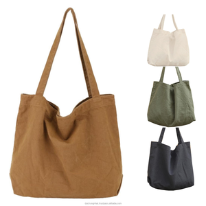 Vietnam usine écologique grand sac fourre-tout à bandoulière surdimensionné pour femmes toile fermeture à glissière Portable logo personnalisable imprimé - Product Image 5