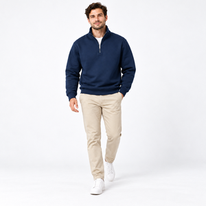 Sweat-shirt à fermeture éclair pour homme, style rétro, double fermeture éclair, manches longues, coupe ample, idéal pour le skate, en polyester, faible MOQ, OEM ODM, commande en gros, sweat à capuche zippé - Product Image 4