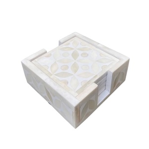 Juego de Posavasos Bohemios Ecológicos con Incrustaciones de Hueso Negro, Cuadrados de Madera, Fabricante Indio Lametierartz para Tapetes y Almohadillas - Product Image 3