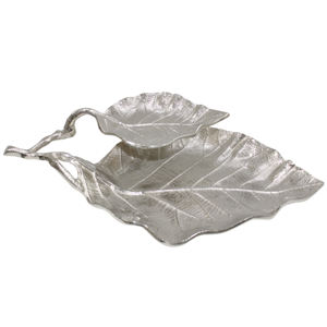 Nuevo estilo de vajilla de cocina en color oro y plata, bandeja y plato con forma de hoja metálica para el hogar, plato y bandeja para frutas para bodas y eventos. - Product Image 4