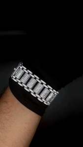 26mm Lab Grown diamond <b>Bracelet</b> <b>Solid</b> 10K Gold 925 <b>Silver</b> Baguette and Round VVS1 Iced Out Wristwear Pass Diamond Heavy Custom - Product Image 6