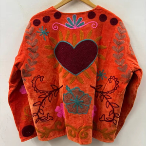 Veste d'extérieur chaude pour femme, en velours de coton, style ethnique Suzani, coupe oversize, chic bohème, idéale pour demoiselle d'honneur - Product Image 1