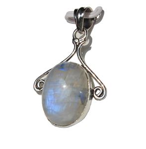 Pendentif unisexe Rudra Gems 2024 en argent sterling 925 avec cabochon en pierre de lune, forme ovale, pierres de guérison naturelles, style bohème - Product Image 6