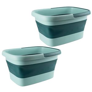 Lot de 2 bacs à bain de pieds pliables multifonctionnels de 15 L/4 gallons avec 8 rouleaux de massage et 54 billes SPA pour trempage et relaxation - Product Image 2