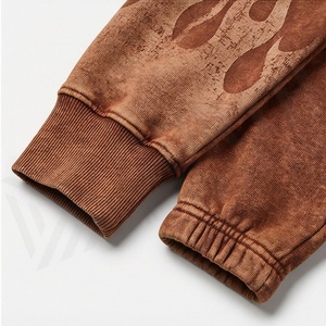Conjunto de Sudadera con Capucha y Pantalones Deportivos Ligeros, Personalizados, con Efecto Desgastado por el Sol, Lavado Ácido, Bordado 3D, para Hombre, Ropa Deportiva para Gimnasio - Product Image 6