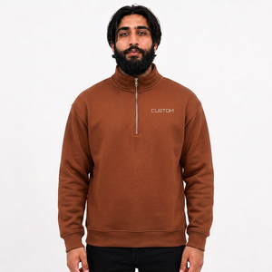 Sweat-shirt molletonné personnalisé à col zippé, épais, pour l'hiver, impression numérique, lot de 2 pièces, commande en gros pour les détaillants de vêtements aux États-Unis - Product Image 2