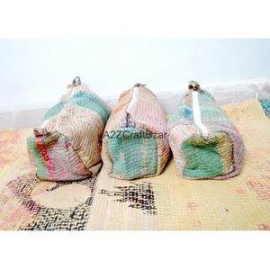 Tassel Pattern Cotton Kantha Fabric Zipper Closure Boho Style Eco-Friendly Durable Lightweight Multi-Function Bag Cosmetic - Product Image 2