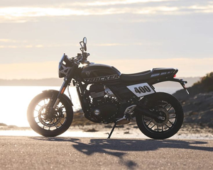 TRIUMPH "<b>TRACKER</b> 400" <b>MOTORCYCLE</b> with Silver Black Sport Bike Dual Exhaust With Number Plate 400 - Product Image 3