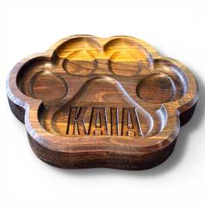 Wooden Paw Shape Serving <b>Plate</b> Custom Engraved With <b>Name</b> and Logo Handmade Novelty Dish For Table Or Home Decor - Product Image 5