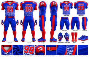 Custom <b>Blue</b> Red American <b>Football</b> Uniform Jersey Padded Pants Gloves <b>Socks</b> Shoes Professional Team Sportswear Manufacturer 100% - Product Image 6