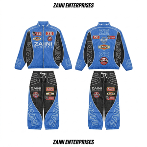 Traje Cortavientos para Hombre, Tejido de Poliéster de Primera Calidad de 110 GSM, Panel de Contraste Azul y Negro, Sublimación Personalizada, Logotipo OEM ODM - Product Image 1