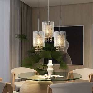 Lampadario a Sospensione in Cristallo Trasparente da 5 Pollici, Elegante Plafoniera Cromata con Regolazione dell'Altezza, Set da 3 per Illuminazione Cucina - Product Image 5