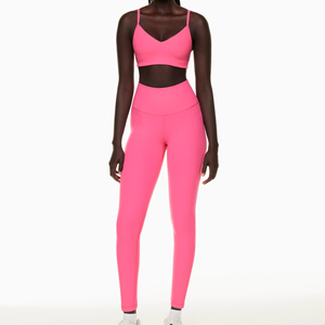 High Quality <b>Animal</b> Print Zippers Elastic Waist 2-Piece Quick Dry Leggings Bra Workout Set Front Logo Women's Sports Active Wear - Product Image 4