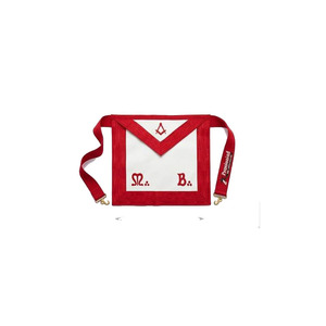 Delantal Masónico Provincial Star International Bordado a Máquina, Hecho a Mano, de Terciopelo Rojo y Blanco, Bordado en Lana, Personalizado M.B. - Product Image 4