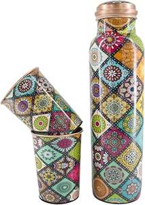 Botella de agua de cobre puro para la hidratación diaria, promueve el bienestar, mantiene el agua fresca y con estilo para uso diario. - Product Image 3