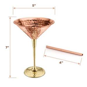 Copa de Martini de Lujo con Tallo de Cobre y Pajita, Elegante Vaso para Cócteles, Ideal para Presentación de Bebidas en Bares, Fiestas y Eventos - Product Image 1