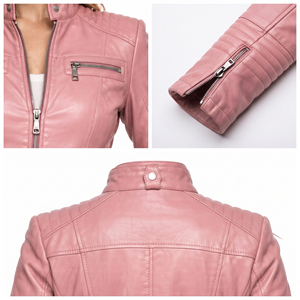 Women's PU <b>Leather</b> Motorcycle Jacket Genuine <b>Leather</b> Eco-Friendly Slim Fit Jackets Ladies Autumn Fashion <b>Leather</b> Jacket <b>Top</b> - Product Image 6