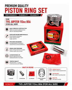 Kit de Pistón para TVS Jupiter 113cc BS6, Diámetro de 51.00mm, Anillo OEM con Recubrimiento de Molibdeno, Solo Disponible en SPL - Product Image 2